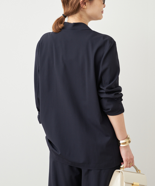 Deuxieme Classe（ドゥーズィエムクラス）の「SPWOOL シャツジャケット（テーラードジャケット・レディース・モカ/ネイビー・FREE）」の14枚目の写真