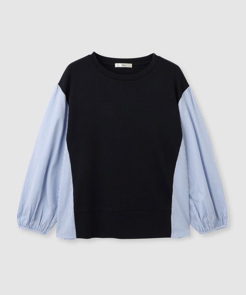Mac-House(マックハウス)の「Idnes ストライプ 布帛ドッキング プルオーバー(Tシャツ/カットソー・レディース・ホワイト系/グレー系/ネイビー系・FREE)」の16枚目の写真