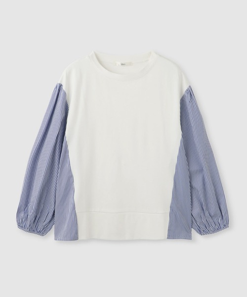 Mac-House(マックハウス)の「Idnes ストライプ 布帛ドッキング プルオーバー(Tシャツ/カットソー・レディース・ホワイト系/グレー系/ネイビー系・FREE)」の17枚目の写真