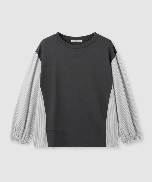 Mac-House(マックハウス)の「Idnes ストライプ 布帛ドッキング プルオーバー(Tシャツ/カットソー・レディース・ホワイト系/グレー系/ネイビー系・FREE)」の18枚目の写真