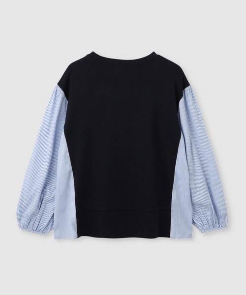 Mac-House(マックハウス)の「Idnes ストライプ 布帛ドッキング プルオーバー(Tシャツ/カットソー・レディース・ホワイト系/グレー系/ネイビー系・FREE)」の19枚目の写真