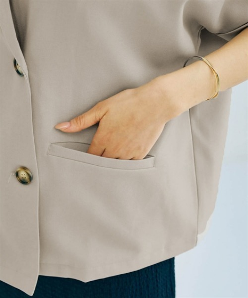 nissen（ニッセン）の「半袖ダブルテーラードジャケット（テーラードジャケット・レディース・グレイッシュベージュ/ブラウン/ブラック・S/M/L/LL）」の13枚目の写真