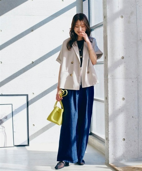 nissen（ニッセン）の「半袖ダブルテーラードジャケット（テーラードジャケット・レディース・グレイッシュベージュ/ブラウン/ブラック・S/M/L/LL）」の10枚目の写真