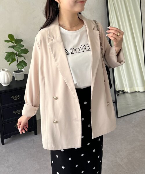 prose verse（プロズヴェール）の「金ボタンテーラードジャケット（テーラードジャケット・レディース・ピンク/ネイビー/ライトベージュ・LARGE/MEDIUM）」の2枚目の写真