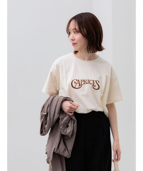Te chichi(テチチ)の「パール&ロゴプリントTシャツ(Tシャツ/カットソー・レディース・オフホワイト/チャコールグレー/クリーム・F)」の2枚目の写真