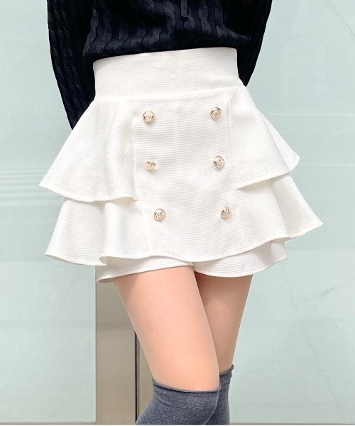 abc une face（アーベーセーアンフェイス）の「ティアードスカパン（その他パンツ・レディース・ピンク/ホワイト/ブラック・FREE）」の5枚目の写真