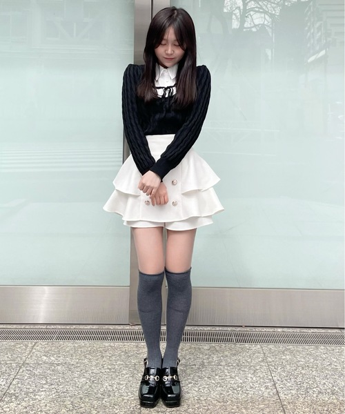 abc une face（アーベーセーアンフェイス）の「ティアードスカパン（その他パンツ・レディース・ピンク/ホワイト/ブラック・FREE）」の7枚目の写真