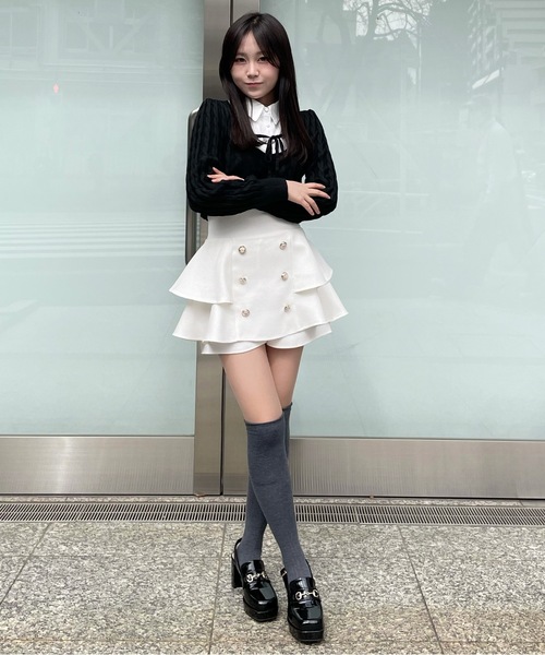 abc une face（アーベーセーアンフェイス）の「ティアードスカパン（その他パンツ・レディース・ピンク/ホワイト/ブラック・FREE）」の8枚目の写真