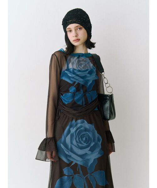 トップス rose ローズプリントシアートップス（Tシャツ/カットソー）｜etoll.（エトル