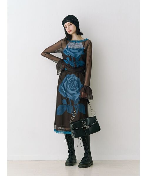トップス rose ローズプリントシアートップス（Tシャツ/カットソー）｜etoll.（エトル