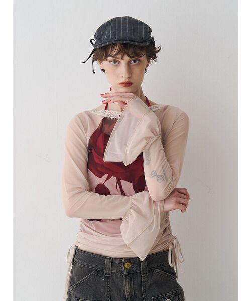 jouetie(ジュエティ)の「ローズシアートップス(Tシャツ/カットソー・レディース・アイボリー/ブラウン・MEDIUM)」の4枚目の写真