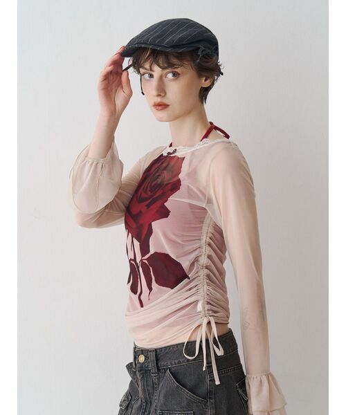 jouetie(ジュエティ)の「ローズシアートップス(Tシャツ/カットソー・レディース・アイボリー/ブラウン・MEDIUM)」の5枚目の写真