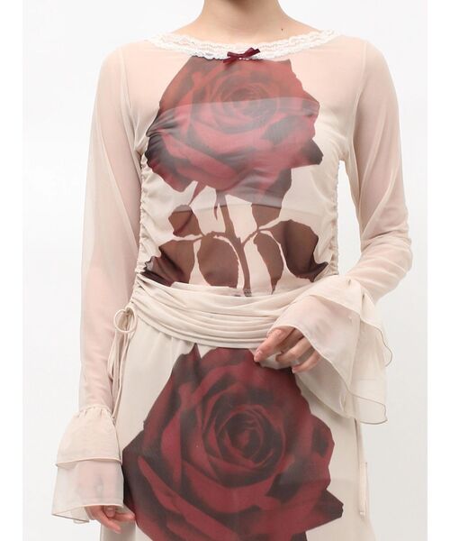 jouetie(ジュエティ)の「ローズシアートップス(Tシャツ/カットソー・レディース・アイボリー/ブラウン・MEDIUM)」の16枚目の写真