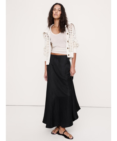 Banana Republic（バナナリパブリック）の「ビスコース リネン マキシスカート（スカート・レディース・ベージュ/ブラック/ブラウン・XS/L/M/S）」の4枚目の写真