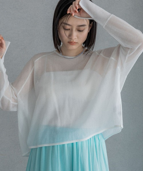 A part by（アパートバイ）の「シアーショートプルオーバー（Tシャツ/カットソー・レディース・オフホワイト/ライトイエロー/ブラック・FREE）」の8枚目の写真