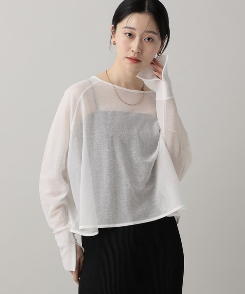 A part by（アパートバイ）の「シアーショートプルオーバー（Tシャツ/カットソー・レディース・オフホワイト/ライトイエロー/ブラック・FREE）」の10枚目の写真