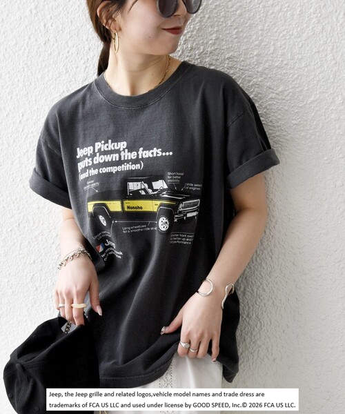 GOOD ROCK SPEED(グッドロックスピード)の「GOOD ROCK SPEED:〈洗濯機可能〉CAR ロゴ プリント TEE(Tシャツ/カットソー・レディース・チャコールグレー/グレー系その他・ONE SIZE)」の1枚目の写真