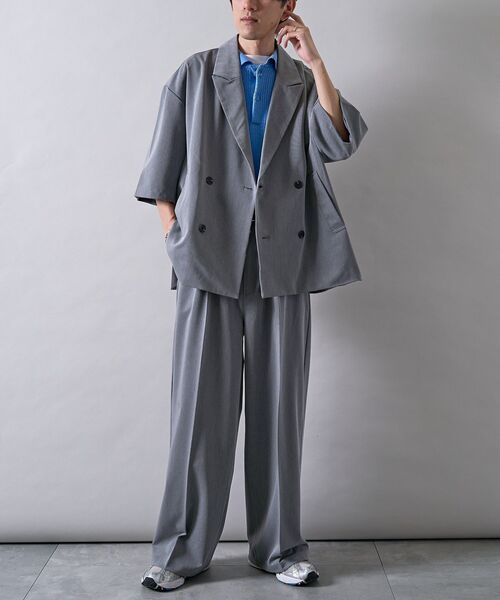 CRAFT STANDARD BOUTIQUE(クラフトスタンダードブティック)の「半袖ダブルテーラードセットアップ(セットアップ・メンズ・ベージュ/チャコールグレー/ブラック・M/L)」の12枚目の写真
