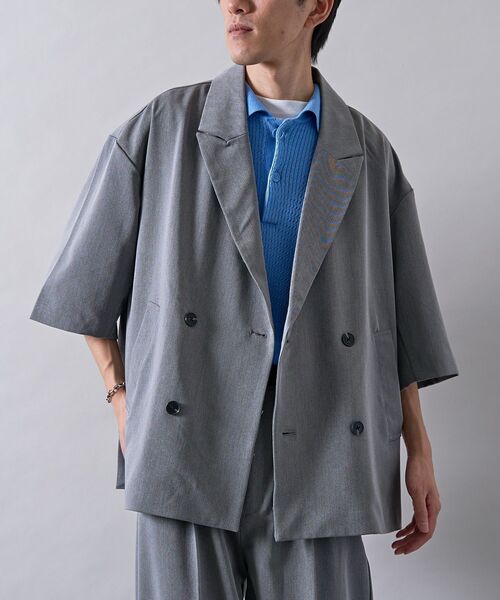 CRAFT STANDARD BOUTIQUE(クラフトスタンダードブティック)の「半袖ダブルテーラードセットアップ(セットアップ・メンズ・ベージュ/チャコールグレー/ブラック・M/L)」の8枚目の写真