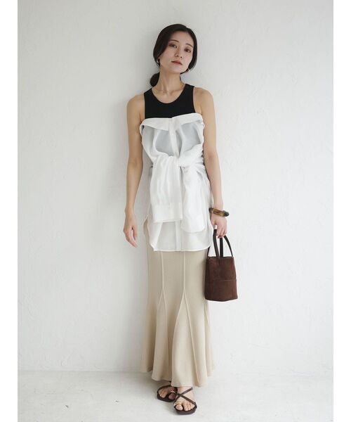 LAGUNAMOON(ラグナムーン)の「2wayシアーシャツ 【夏服】【オフィスカジュアル】【シアーシャツ】(シャツ/ブラウス・レディース・ブラック/ブラウン/ホワイト・FREE)」の9枚目の写真