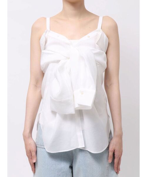LAGUNAMOON(ラグナムーン)の「2wayシアーシャツ 【夏服】【オフィスカジュアル】【シアーシャツ】(シャツ/ブラウス・レディース・ブラック/ブラウン/ホワイト・FREE)」の4枚目の写真