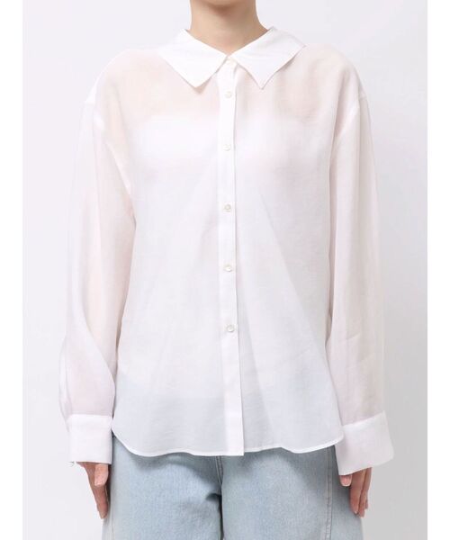 LAGUNAMOON(ラグナムーン)の「2wayシアーシャツ 【夏服】【オフィスカジュアル】【シアーシャツ】(シャツ/ブラウス・レディース・ブラック/ブラウン/ホワイト・FREE)」の6枚目の写真