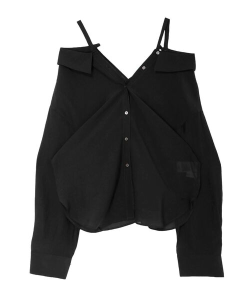 LAGUNAMOON(ラグナムーン)の「2wayシアーシャツ 【夏服】【オフィスカジュアル】【シアーシャツ】(シャツ/ブラウス・レディース・ブラック/ブラウン/ホワイト・FREE)」の12枚目の写真