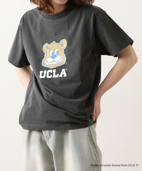 CALIFORNIA HAVE A NICE TIME !(カリフォルニアハブァナイスタイム)の「UCLA COLLEGE PIGMENT T-SHIRT 厚手 6.6oz クルーネック ユニセックス コットン 100%(Tシャツ/カットソー・メンズ・ブラック・M/L/XL)」の3枚目の写真