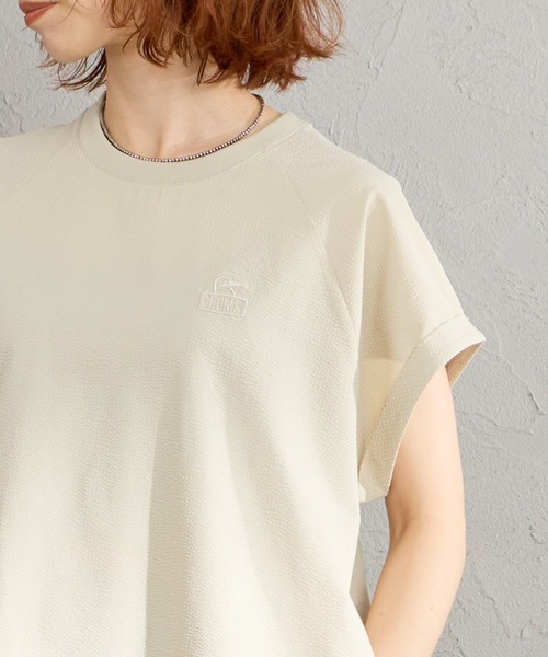 CHUMS（チャムス）の「[CHUMS/チャムス] ワンポイントロゴ シアサッカー マキシ丈ワンピース（ワンピース・レディース・ブラック/グレイッシュベージュ・WM）」の16枚目の写真