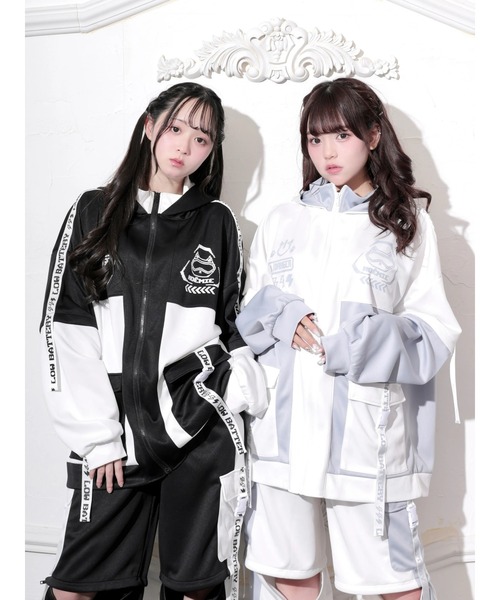 ネコミミサイバー配色ユニセックスZIPパーカー（パーカー）｜NOEMIE