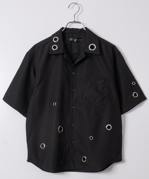 JOHN'S CLOSET（ジョンズクローゼット）の「【13】ハトメデザイン オープンカラー ハーフスリーブシャツ（シャツ/ブラウス・メンズ・ホワイト/サックスブルー/ブラック・LARGE/MEDIUM）」の15枚目の写真