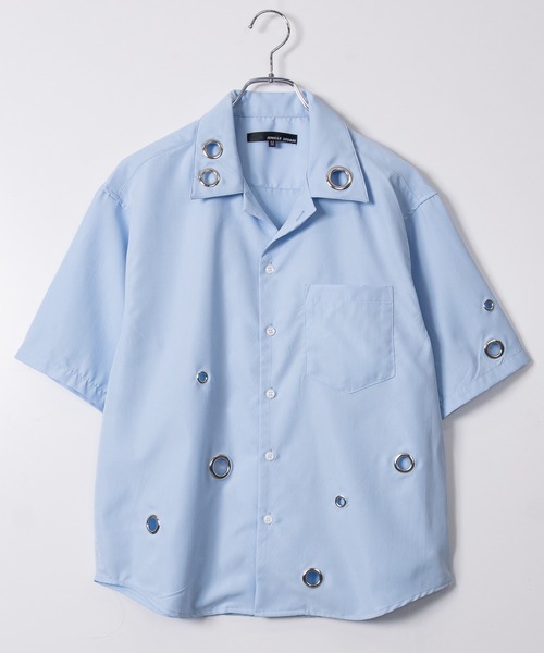 JOHN'S CLOSET（ジョンズクローゼット）の「【13】ハトメデザイン オープンカラー ハーフスリーブシャツ（シャツ/ブラウス・メンズ・ホワイト/サックスブルー/ブラック・LARGE/MEDIUM）」の16枚目の写真