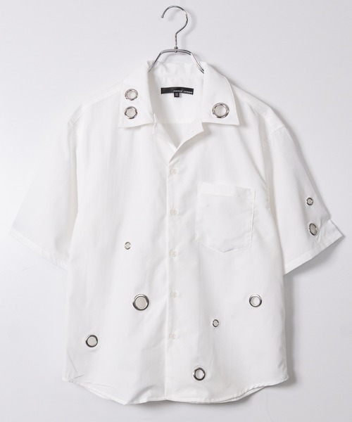 JOHN'S CLOSET（ジョンズクローゼット）の「【13】ハトメデザイン オープンカラー ハーフスリーブシャツ（シャツ/ブラウス・メンズ・ホワイト/サックスブルー/ブラック・LARGE/MEDIUM）」の14枚目の写真