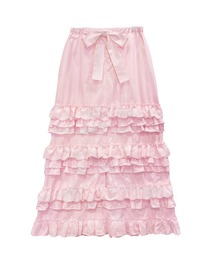 cotton lace tiered long skirt