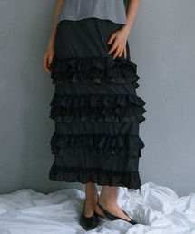 cotton lace tiered long skirt