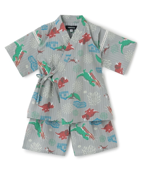 kladskap（クレードスコープ）の「恐竜柄甚平【蓄光】【接触冷感】（浴衣・キッズ・ネイビー/グレー・S(80-90cm)/M(100-110cm)/L(120-130cm)）」の2枚目の写真