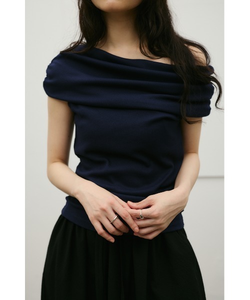 STYLEMIXER（スタイルミキサー）の「ギャザーオフショルトップ（Tシャツ/カットソー・レディース・ネイビー/アイボリー/ライトグリーン・FREE）」の3枚目の写真