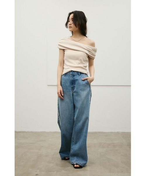 STYLEMIXER（スタイルミキサー）の「ギャザーオフショルトップ（Tシャツ/カットソー・レディース・ネイビー/アイボリー/ライトグリーン・FREE）」の6枚目の写真