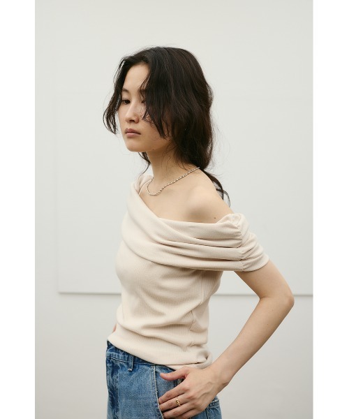 STYLEMIXER（スタイルミキサー）の「ギャザーオフショルトップ（Tシャツ/カットソー・レディース・ネイビー/アイボリー/ライトグリーン・FREE）」の8枚目の写真