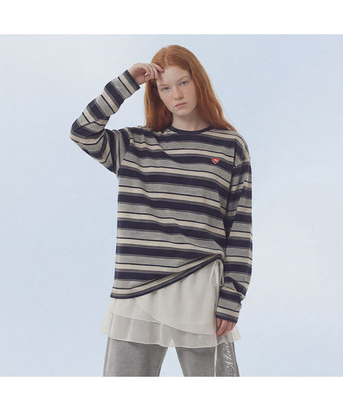 MASMARULEZ APPAREL(マスマルールズ アパレル)の「Multi Strip Long Sleeve_Navy(Tシャツ/カットソー・レディース・ネイビー・ONE SIZE)」の1枚目の写真