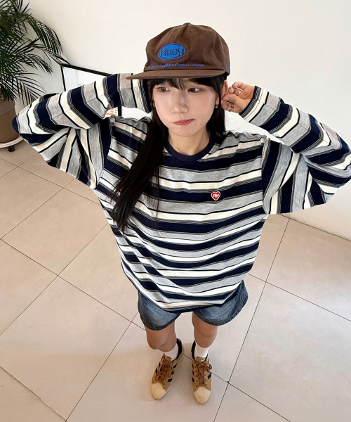 MASMARULEZ APPAREL(マスマルールズ アパレル)の「Multi Strip Long Sleeve_Navy(Tシャツ/カットソー・レディース・ネイビー・ONE SIZE)」の3枚目の写真