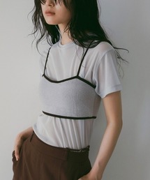 [anuke/アンヌーク] シアーチュール ショートスリーブTシャツ