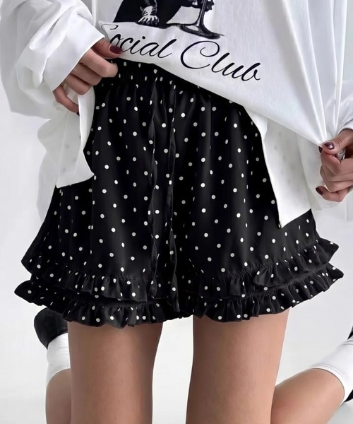 yuue' ( wear )(ユーイ)の「ドット柄フリルショートパンツ(その他パンツ・レディース・ホワイト/ブラック・FREE)」の1枚目の写真