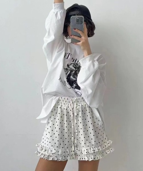 yuue' ( wear )(ユーイ)の「ドット柄フリルショートパンツ(その他パンツ・レディース・ホワイト/ブラック・FREE)」の5枚目の写真