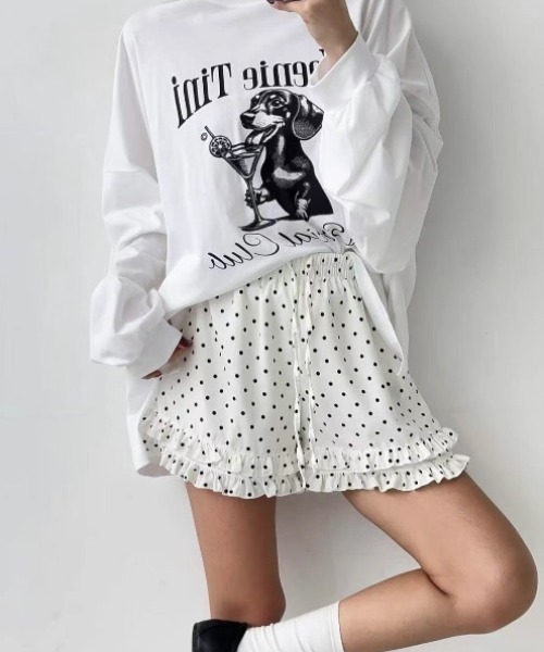 yuue' ( wear )(ユーイ)の「ドット柄フリルショートパンツ(その他パンツ・レディース・ホワイト/ブラック・FREE)」の8枚目の写真