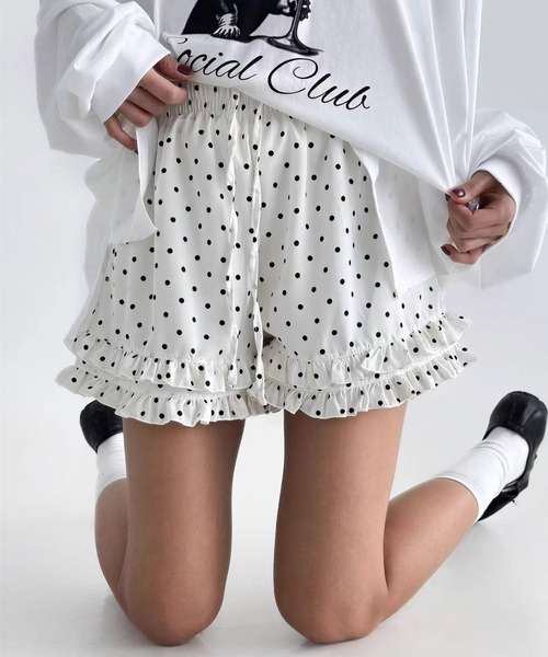 yuue' ( wear )(ユーイ)の「ドット柄フリルショートパンツ(その他パンツ・レディース・ホワイト/ブラック・FREE)」の10枚目の写真