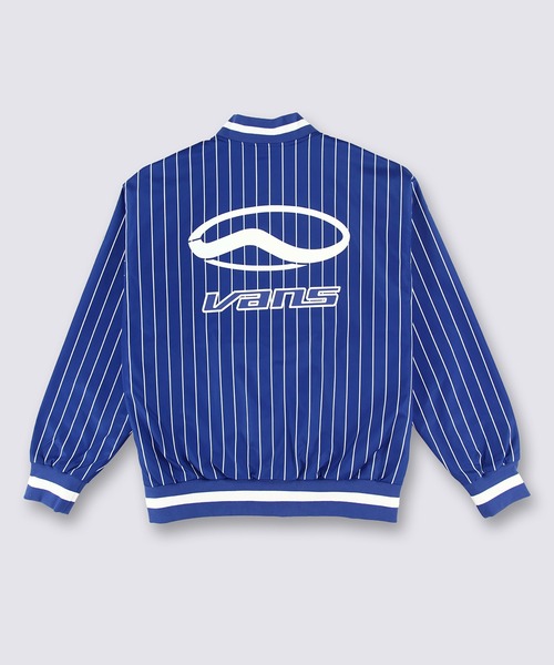 VANS(バンズ)の「TEAM ストライプ ベースボールジャケット / TEAM STRIPE BASEBALL True Blue VN000NES7WM1(スタジャン・メンズ・ブルー・SMALL/MEDIUM/LARGE)」の2枚目の写真