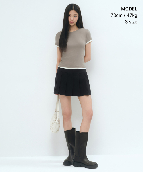 MUSINSA STANDARD WOMAN（ムシンサスタンダードウーマン）の「ウィメンズレイヤードヘムスリムTシャツ[ダスティベージュ]（Tシャツ/カットソー・レディース・その他・X-SMALL/SMALL/MEDIUM/LARGE）」の2枚目の写真