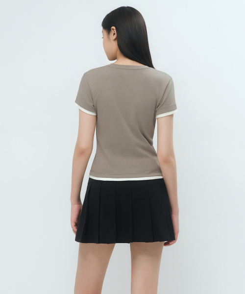 MUSINSA STANDARD WOMAN（ムシンサスタンダードウーマン）の「ウィメンズレイヤードヘムスリムTシャツ[ダスティベージュ]（Tシャツ/カットソー・レディース・その他・X-SMALL/SMALL/MEDIUM/LARGE）」の3枚目の写真