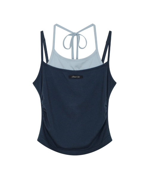 DRUNKTXT（ドランクテキスト）の「[Woman] Halterneck Layered Tank Top Sky Blue & Navy（Tシャツ/カットソー・レディース・その他・FREE）」の2枚目の写真